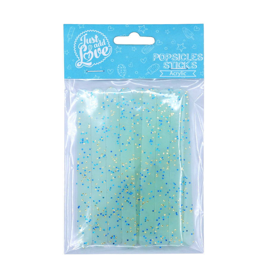 Palito para popsicle brilho azul bebe - 12 un