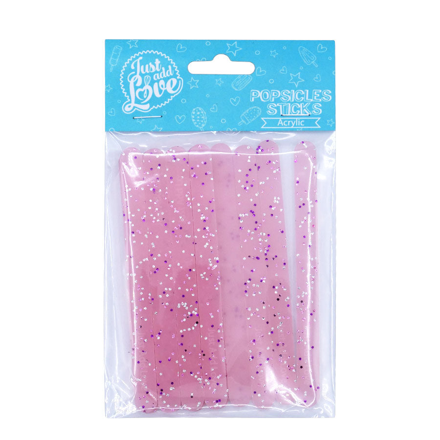 Palito para popsicle brilho rosa bebe - 12 un