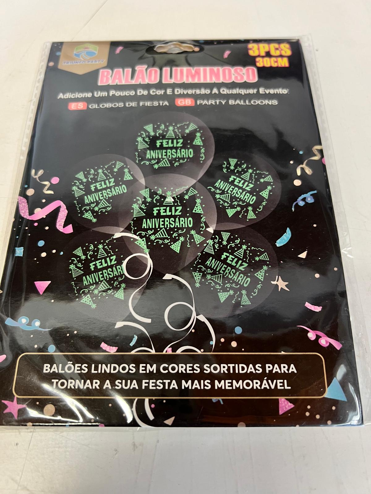 Balões Decorativos Neon Feliz Aniversário – 3 Unids