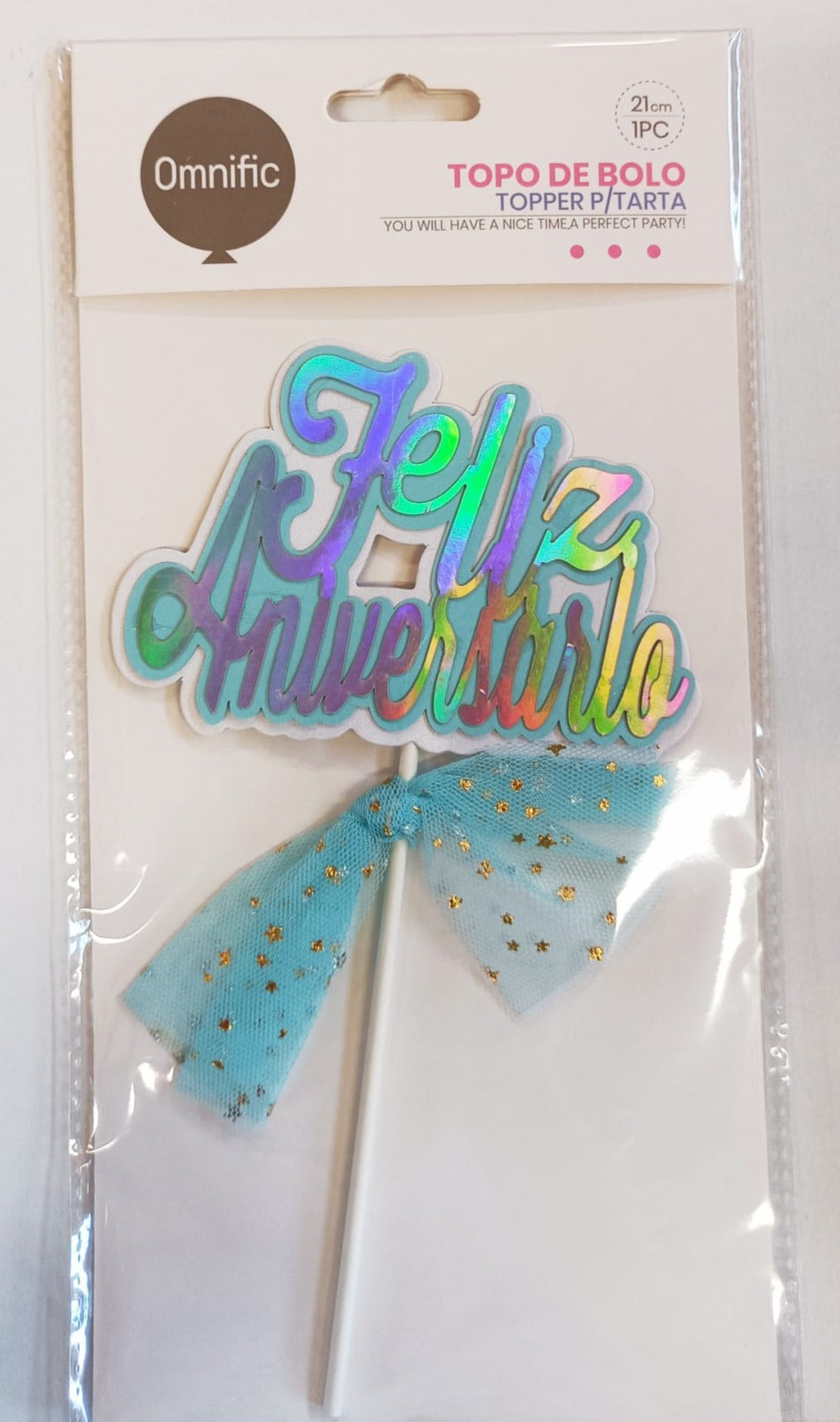 Topo de Bolo "Feliz Aniversário" - 1pc