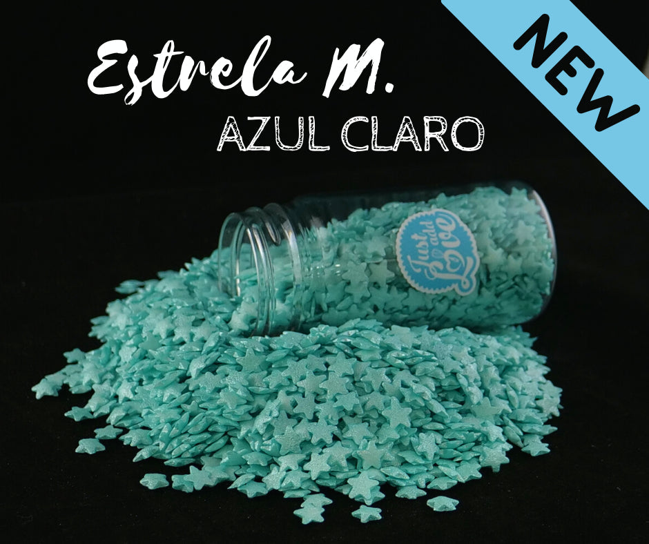 Decorações Açucar - Estrelas M Azul Claro 55g